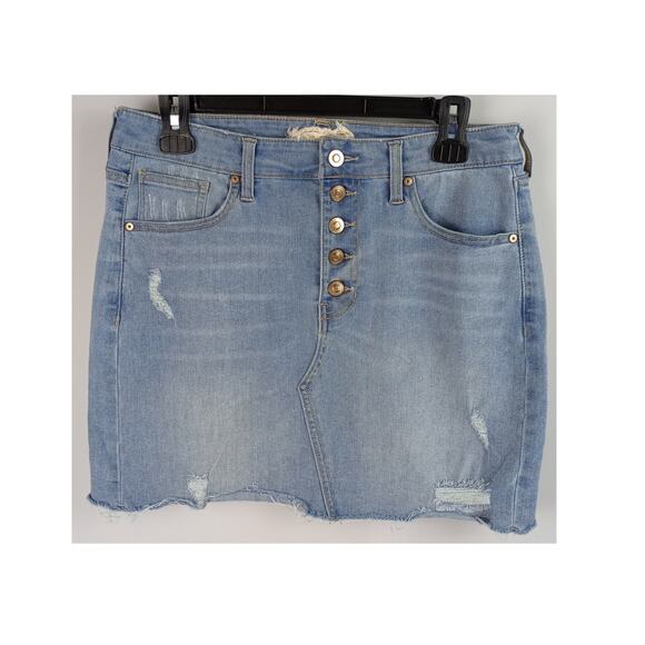 Altar'd State Dresses & Skirts - Altar'd State Women's M Light Blue Distressed Denim Mini Skirt 5 Buttons